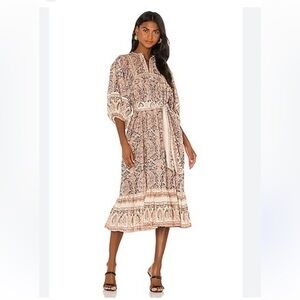 Cleobella Magdalena Midi Dress Rishi Border Celia Maxi Dress Cream Pink Small